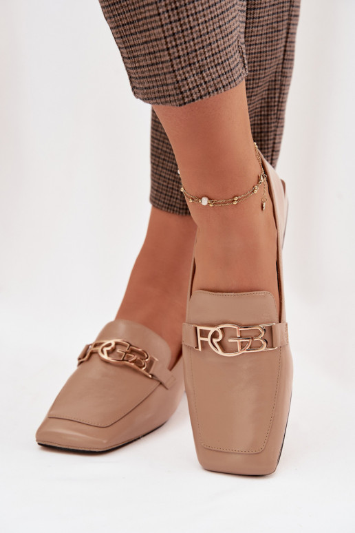 Oda moteriški mokasinai Su puošniais Detalem D&A CR61-3125 smėlio spalvos