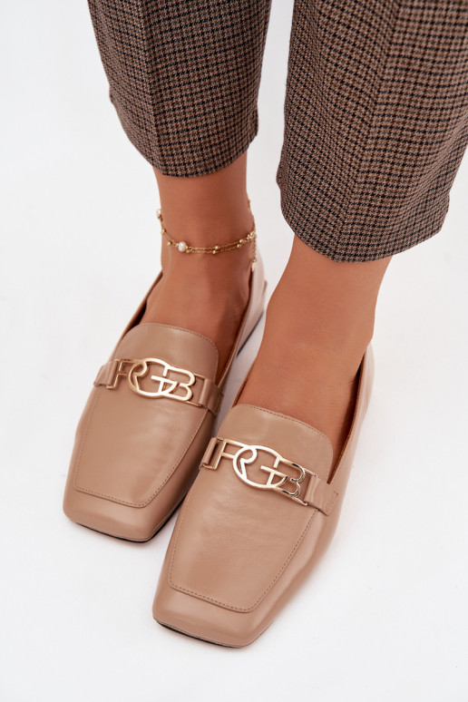 Oda moteriški mokasinai Su puošniais Detalem D&A CR61-3125 smėlio spalvos