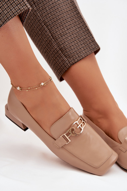 Oda moteriški mokasinai Su puošniais Detalem D&A CR61-3125 smėlio spalvos