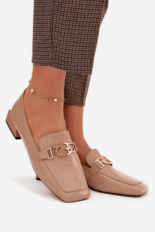 Oda moteriški mokasinai Su puošniais Detalem D&A CR61-3125 smėlio spalvos