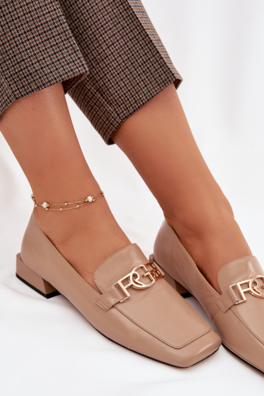 Oda moteriški mokasinai Su puošniais Detalem D&A CR61-3125 smėlio spalvos