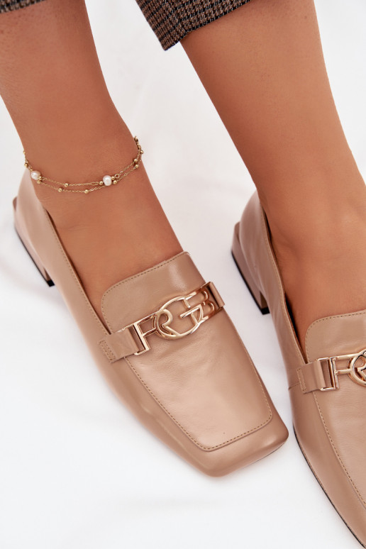 Oda moteriški mokasinai Su puošniais Detalem D&A CR61-3125 smėlio spalvos