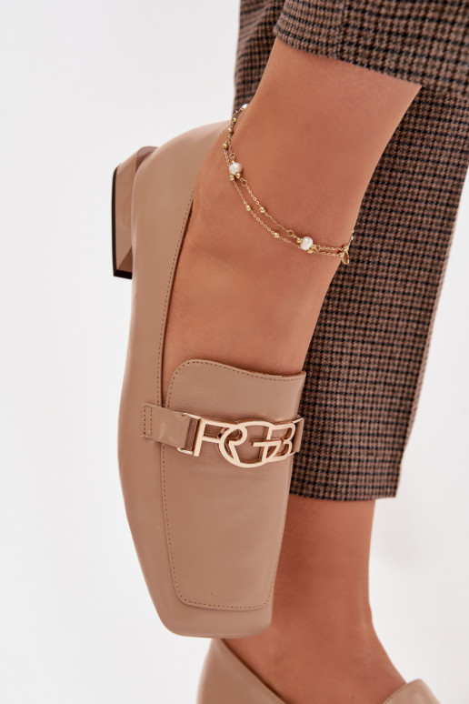 Oda moteriški mokasinai Su puošniais Detalem D&A CR61-3125 smėlio spalvos