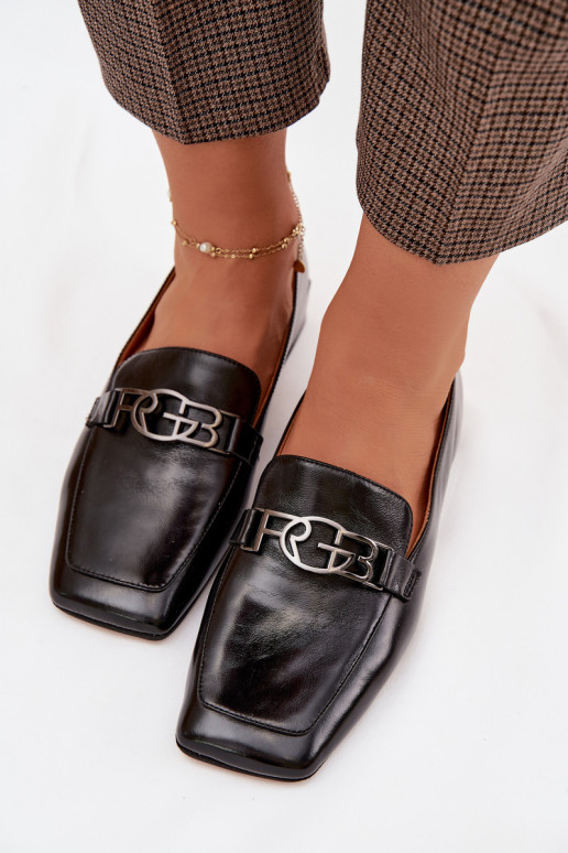 Oda moteriški mokasinai Su puošniais Detalem D&A CR61-3125 juodos spalvos