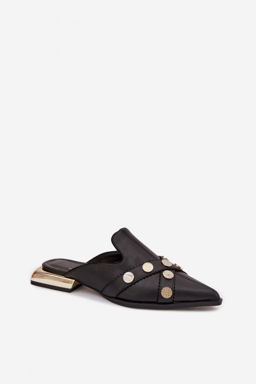 Odinės šlepetės Mule Moteriškas su dirželiais D&A CR61-3058 juodos spalvos