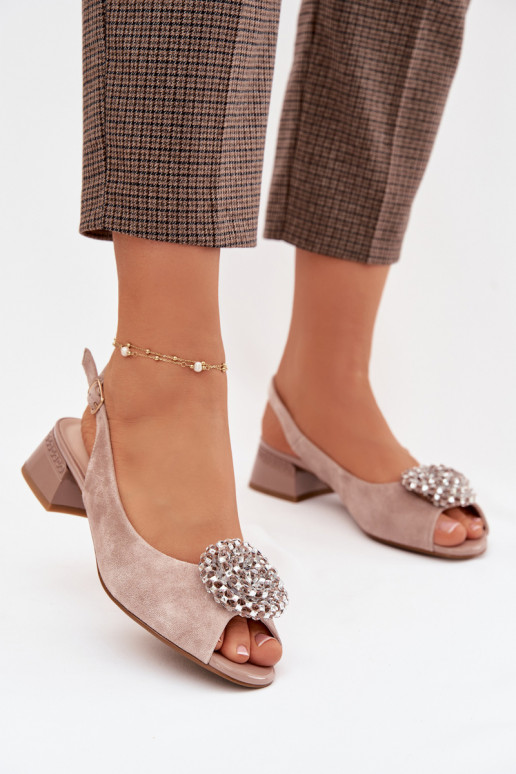 Moteriškos basutės Moteriškas Klocke su ornamentais D&A CR61-3030 smėlio spalvos