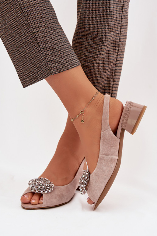 Moteriškos basutės Moteriškas Klocke su ornamentais D&A CR61-3030 smėlio spalvos