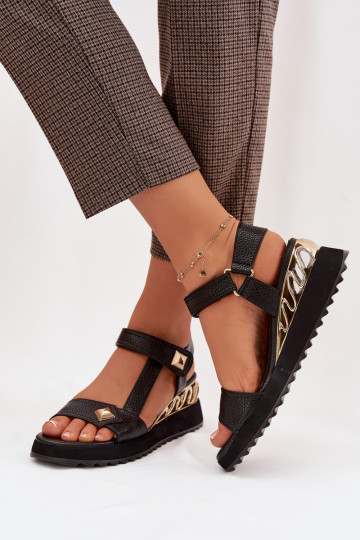 Moteriškos basutės Moteriškas su platforma D&A CR61-3070 juodos spalvos