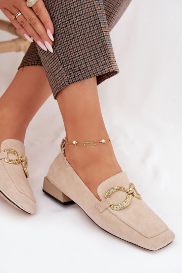 moteriški mokasinaisuĮjungtaturalnego iš zomšosu aukso spalvos Detal D&A CR61-3115 smėlio spalvos