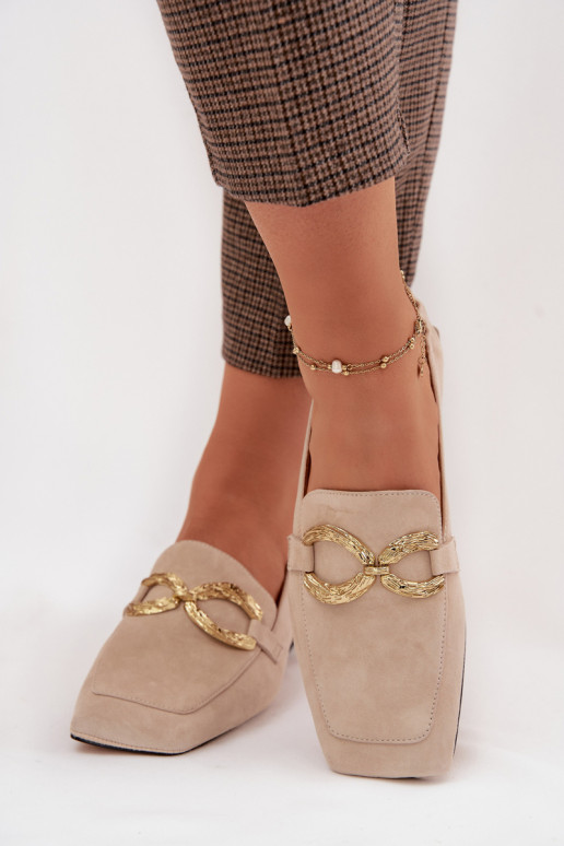 moteriški mokasinaisuĮjungtaturalnego iš zomšosu aukso spalvos Detal D&A CR61-3115 smėlio spalvos