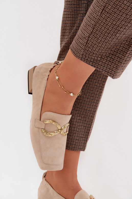 moteriški mokasinaisuĮjungtaturalnego iš zomšosu aukso spalvos Detal D&A CR61-3115 smėlio spalvos