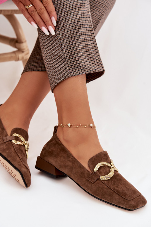 moteriški mokasinaisuĮjungtaturalnego iš zomšosu aukso spalvos Detal D&A CR61-3115 rudos spalvos