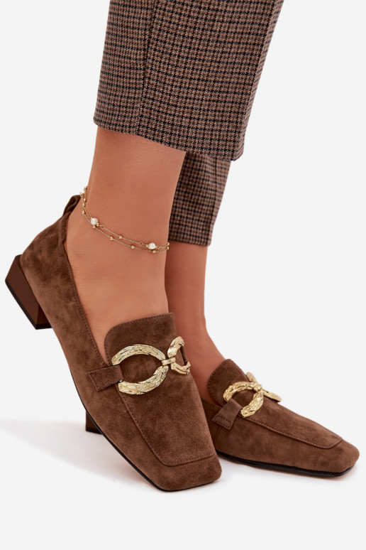 moteriški mokasinaisuĮjungtaturalnego iš zomšosu aukso spalvos Detal D&A CR61-3115 rudos spalvos