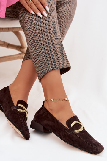 moteriški mokasinaisuĮjungtaturalnego iš zomšosu aukso spalvos Detal D&A CR61-3115 CzekoladoĮe