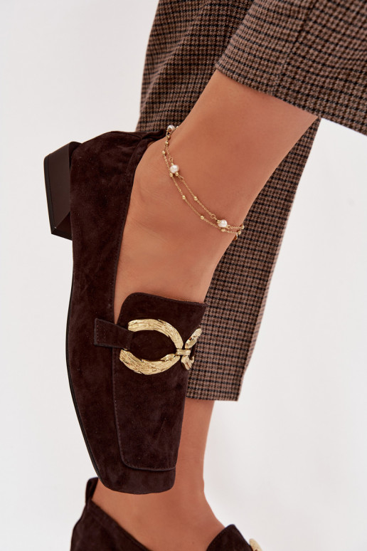 moteriški mokasinaisuĮjungtaturalnego iš zomšosu aukso spalvos Detal D&A CR61-3115 CzekoladoĮe