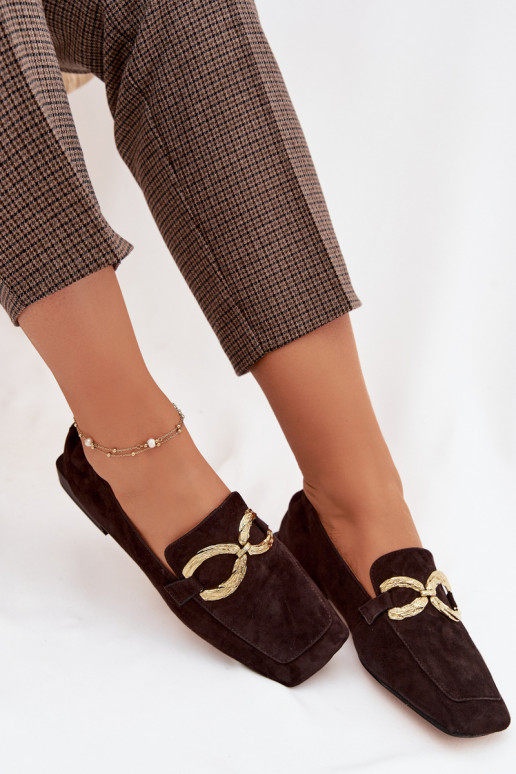 moteriški mokasinaisuĮjungtaturalnego iš zomšosu aukso spalvos Detal D&A CR61-3115 CzekoladoĮe