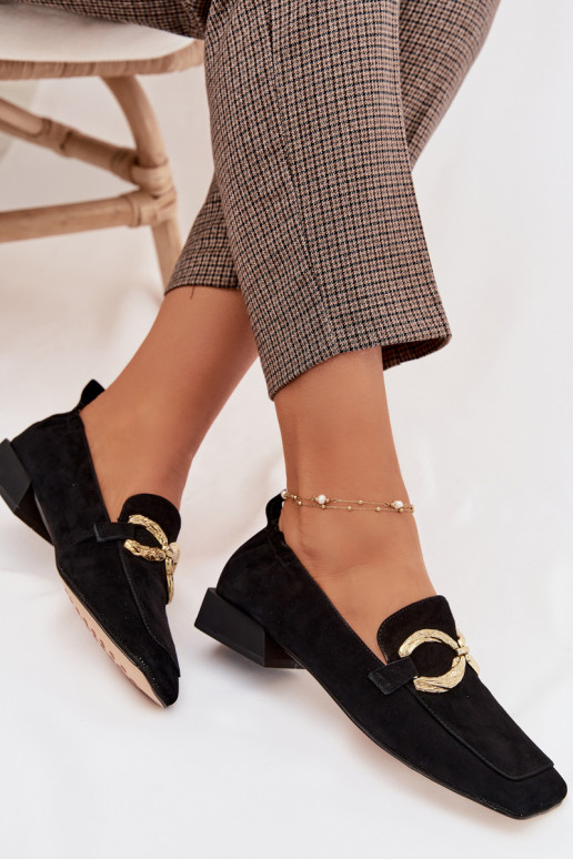 moteriški mokasinaisuĮjungtaturalnego iš zomšosu aukso spalvos Detal D&A CR61-3115 juodos spalvos