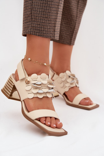 Odiniai aukštakulniai sandalai D&A CR61-3062 smėlio spalvos 2