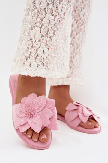 lygiapadžiai Moteriškos šlepetės Su puošniaisi su gėlių motyvaisami rožinės spalvos Elzoria 2