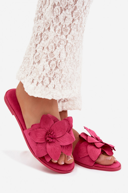 lygiapadžiai Moteriškos šlepetės Su puošniaisi su gėlių motyvaisami rožinės spalvos Elzoria