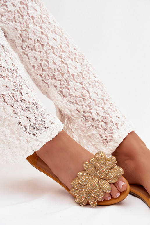 Šlepetės Moteriškas butas Su dekoracija geltonos spalvos Grelora