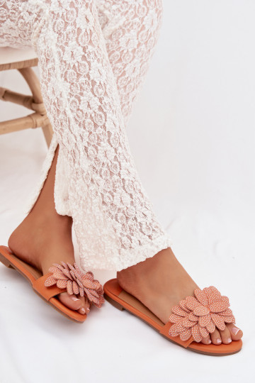 Šlepetės Moteriškas butas Su dekoracija oranžinės spalvos Grelora