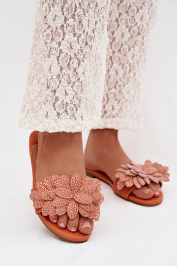 Šlepetės Moteriškas butas Su dekoracija oranžinės spalvos Grelora 2