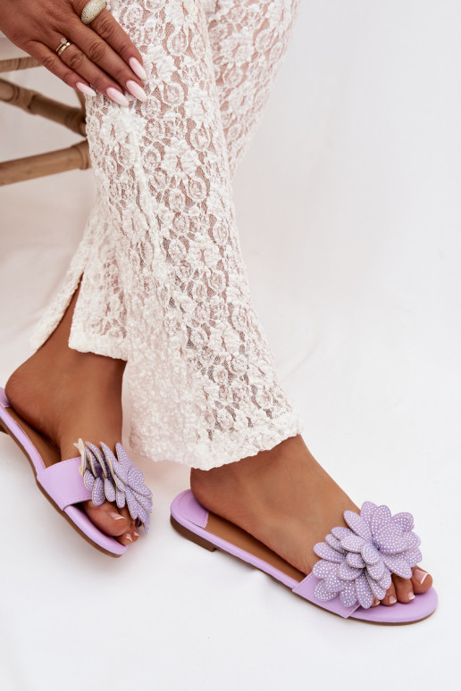 Šlepetės Moteriškas butas Su dekoracija Violetinės spalvos Grelora