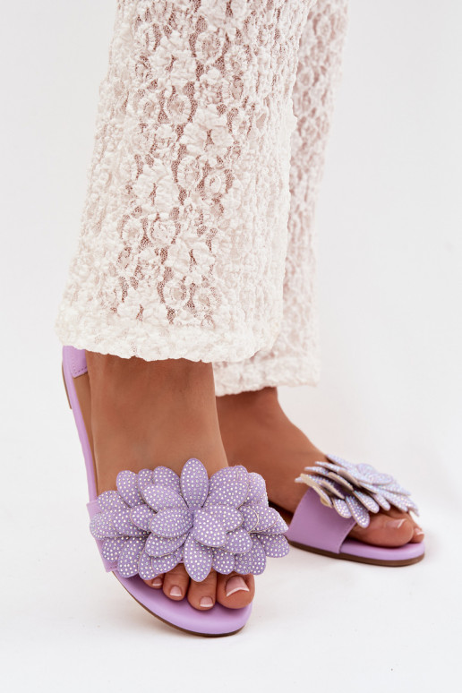 Šlepetės Moteriškas butas Su dekoracija Violetinės spalvos Grelora