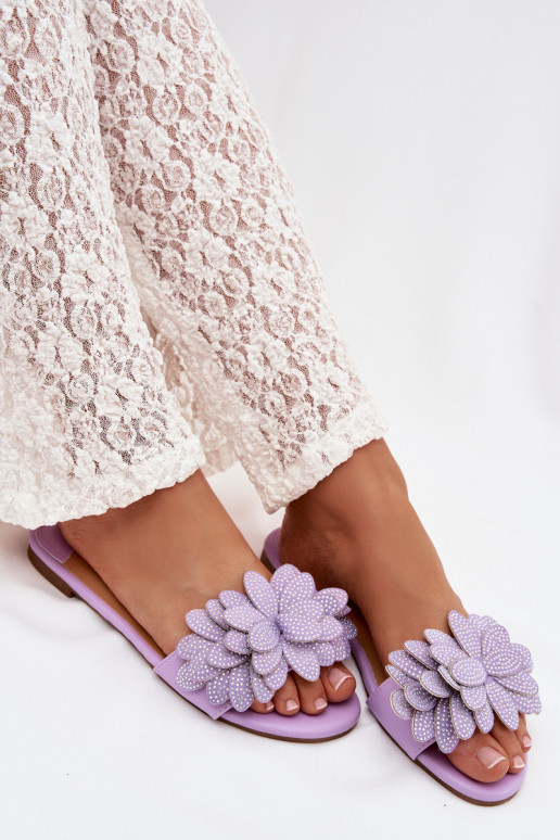 Šlepetės Moteriškas butas Su dekoracija Violetinės spalvos Grelora