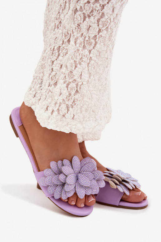 Šlepetės Moteriškas butas Su dekoracija Violetinės spalvos Grelora