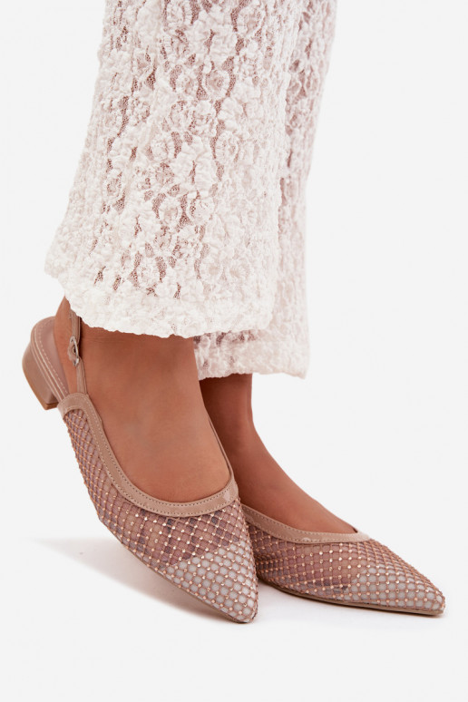 Tinklelis Balerinos su atviru kulnu smėlio spalvos Pyvona