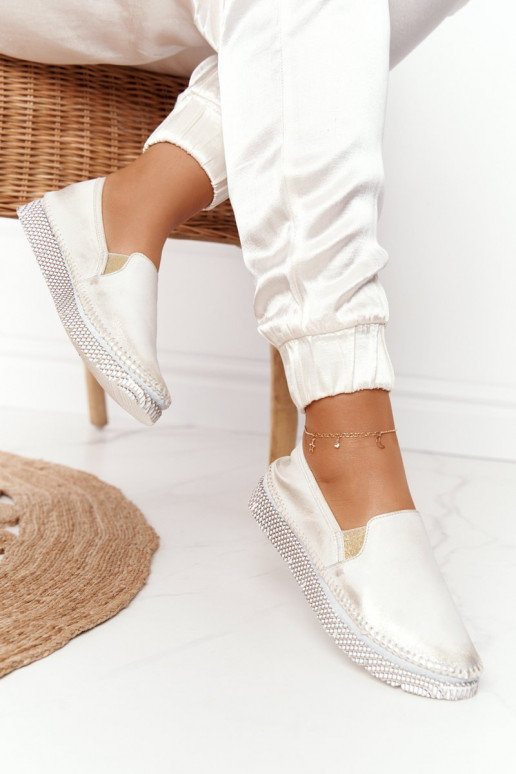 Moteriškas batai Tai turiciejka Įsispiriamo modelio Oda aukso spalvos 03512-25