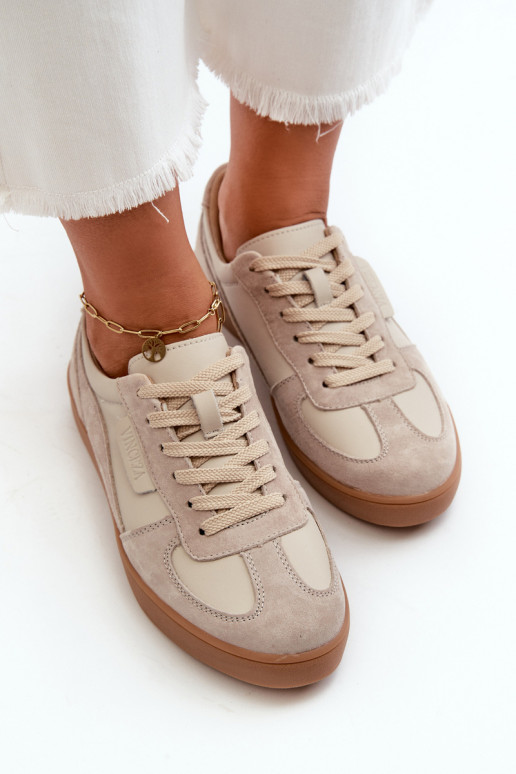 Oda iš zomšos Sneakers modelio batai Moteriškas Vinceza 7933 pilkos spalvos