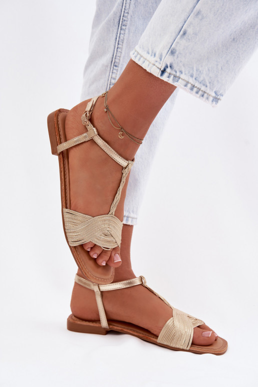 Lygiapadės basutės moterims aukso spalvos Nexora