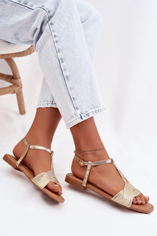 Lygiapadės basutės moterims aukso spalvos Nexora