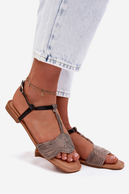 Lygiapadės basutės moterims juodos spalvos Nexora