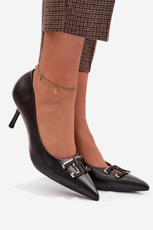 aukštakulniai bateliai Bateliai su ornamentais Eko Oda juodos spalvos Fivara