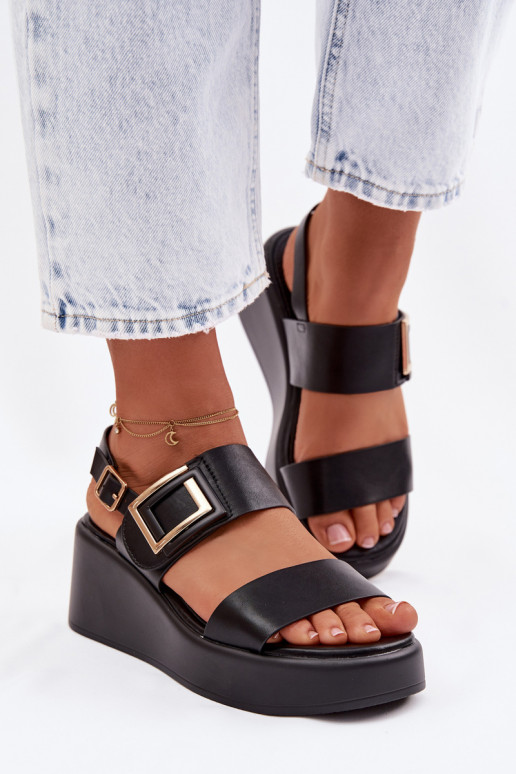 Moteriškos basutės su platforma Su puošniais Detalem juodos spalvos Nelira