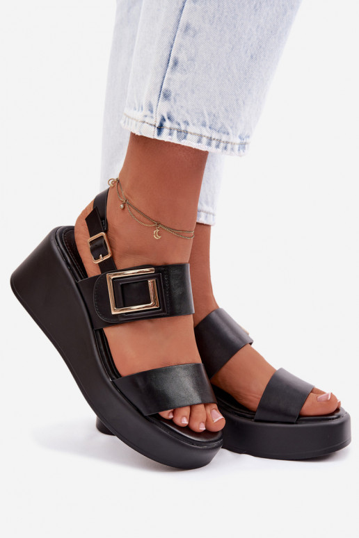 Moteriškos basutės su platforma Su puošniais Detalem juodos spalvos Nelira