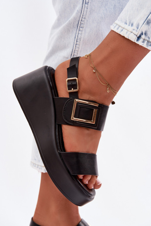 Moteriškos basutės su platforma Su puošniais Detalem juodos spalvos Nelira