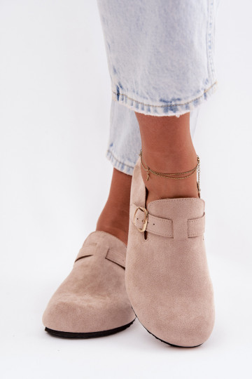 batai Moteriškas iš eko zomšosoĮe su aukso spalvos sagtimis smėlio spalvos Ismora