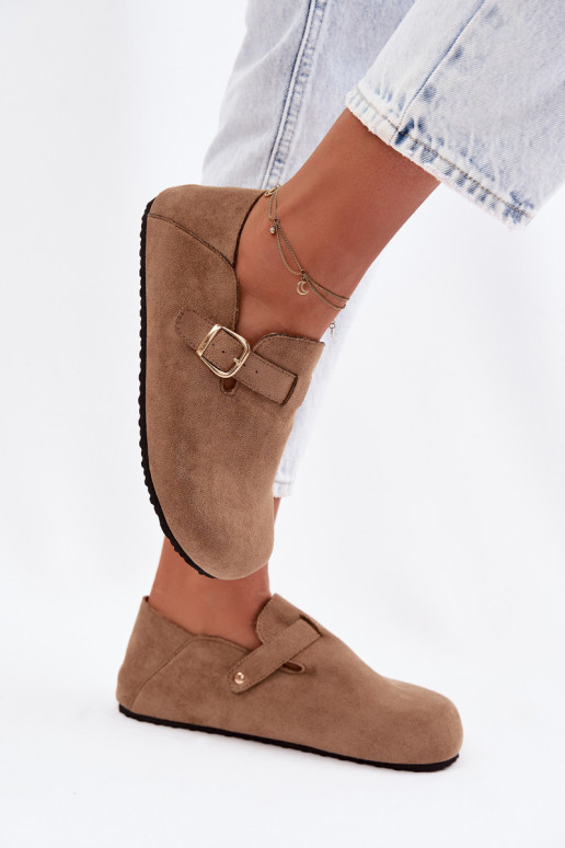 batai Moteriškas iš eko zomšosoĮe su aukso spalvos sagtimis smėlio spalvos Ismora