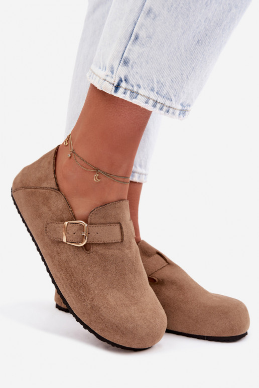 batai Moteriškas iš eko zomšosoĮe su aukso spalvos sagtimis smėlio spalvos Ismora