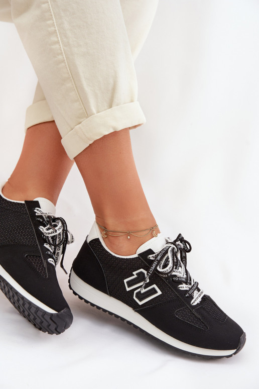 Sneakers modelio batai Moteriškas Su puošniais Suvarstymasm juodos spalvos Henira