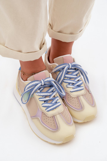 Sneakers modelio batai Moteriškas iš eko odos geltonos spalvos Kelira