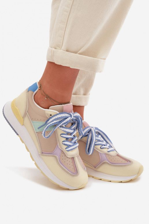 Sneakers modelio batai Moteriškas iš eko odos geltonos spalvos Kelira