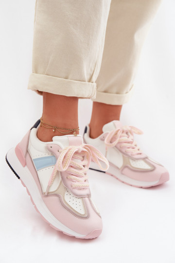 Moteriški sportiniai batai iš dirbtinės odos rožinės spalvos Kelira