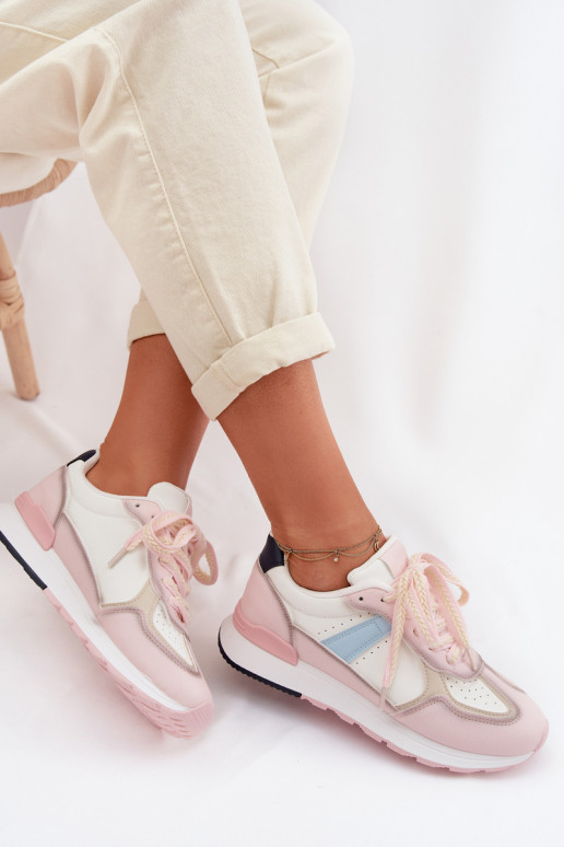 Sneakers modelio batai Moteriškas iš eko odos rožinės spalvos Kelira