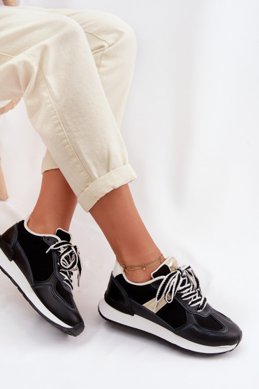 Sneakers modelio batai Moteriškas iš eko odos juodos spalvos Kelira